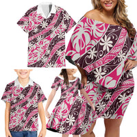 Tarona Tahiti Tiare Monstera Family Matching Off Shoulder Short Dress and Hawaiian Shirt Polynesian Pattern Curve Style LT01 - Polynesian Pride