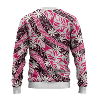 Tarona Tahiti Tiare Monstera Ugly Christmas Sweater Polynesian Pattern Curve Style - Polynesian Pride
