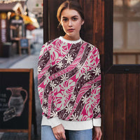 Tarona Tahiti Tiare Monstera Ugly Christmas Sweater Polynesian Pattern Curve Style - Polynesian Pride