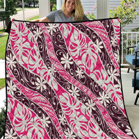 Tarona Tahiti Tiare Monstera Quilt Polynesian Pattern Curve Style - Polynesian Pride