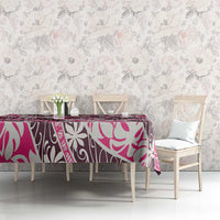 Tarona Tahiti Tiare Monstera Tablecloth Polynesian Pattern Curve Style - Polynesian Pride