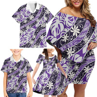 Vareau Tahiti Tiare Monstera Family Matching Off Shoulder Short Dress and Hawaiian Shirt Polynesian Pattern Curve Style LT01 - Polynesian Pride