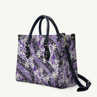 Vareau Tahiti Tiare Monstera Leather Bag Polynesian Pattern Curve Style LT01 Purple - Polynesian Pride