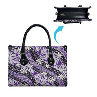 Vareau Tahiti Tiare Monstera Leather Bag Polynesian Pattern Curve Style LT01 - Polynesian Pride