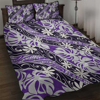 Vareau Tahiti Tiare Monstera Quilt Bed Set Polynesian Pattern Curve Style LT01 Purple - Polynesian Pride