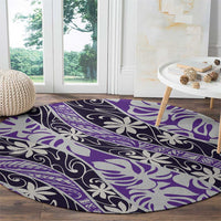 Vareau Tahiti Tiare Monstera Round Carpet Polynesian Pattern Curve Style - Polynesian Pride