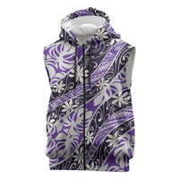 Vareau Tahiti Tiare Monstera Sleeveless Zip Hoodie Polynesian Pattern Curve Style - Polynesian Pride