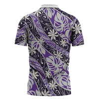 Vareau Tahiti Tiare Monstera Zipper Polo Shirt Polynesian Pattern Curve Style - Polynesian Pride