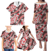Uteute Tahiti Tiare Monstera Family Matching Puletasi and Hawaiian Shirt Polynesian Pattern Curve Style LT01 - Polynesian Pride
