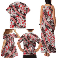 Uteute Tahiti Tiare Monstera Family Matching Tank Maxi Dress and Hawaiian Shirt Polynesian Pattern Curve Style LT01 - Polynesian Pride