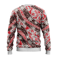 Uteute Tahiti Tiare Monstera Ugly Christmas Sweater Polynesian Pattern Curve Style - Polynesian Pride