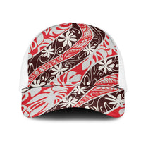 Uteute Tahiti Tiare Monstera Mesh Trucker Cap Polynesian Pattern Curve Style - Polynesian Pride