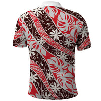 Uteute Tahiti Tiare Monstera Polo Shirt Polynesian Pattern Curve Style - Polynesian Pride