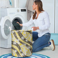 Rearea Tahiti Tiare Monstera Laundry Basket Polynesian Pattern Curve Style - Polynesian Pride