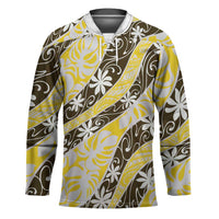 Rearea Tahiti Tiare Monstera Hockey Jersey Polynesian Pattern Curve Style - Polynesian Pride