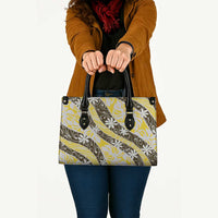 Rearea Tahiti Tiare Monstera Leather Bag Polynesian Pattern Curve Style - Polynesian Pride