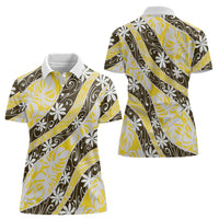 Rearea Tahiti Tiare Monstera Women Polo Shirt Polynesian Pattern Curve Style - Polynesian Pride