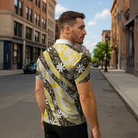 Rearea Tahiti Tiare Monstera Zipper Polo Shirt Polynesian Pattern Curve Style - Polynesian Pride