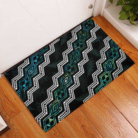 Personalised Taniko Aotearoa Mix Paua Shell Rubber Doormat Niho Taniwha Turquoise Glitter