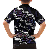 Personalised Taniko Aotearoa Mix Paua Shell Family Matching Off Shoulder Maxi Dress and Hawaiian Shirt Niho Taniwha Lilac Glitter LT01 - Polynesian Pride