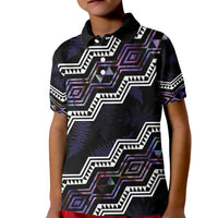 Personalised Taniko Aotearoa Mix Paua Shell Kid Polo Shirt Niho Taniwha Lilac Glitter