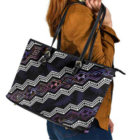Personalised Taniko Aotearoa Mix Paua Shell Leather Tote Bag Niho Taniwha Lilac Glitter