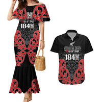 Toitu Te Tiriti 1840 Aotearoa Couples Matching Mermaid Dress and Hawaiian Shirt Stand Together Stand Stronger LT01 Black - Polynesian Pride