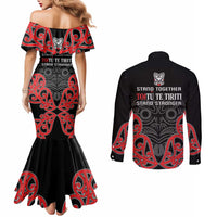 Toitu Te Tiriti 1840 Aotearoa Couples Matching Mermaid Dress and Long Sleeve Button Shirt Stand Together Stand Stronger LT01 - Polynesian Pride