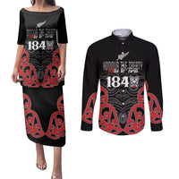 Toitu Te Tiriti 1840 Aotearoa Couples Matching Puletasi and Long Sleeve Button Shirt Stand Together Stand Stronger LT01 Black - Polynesian Pride