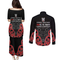 Toitu Te Tiriti 1840 Aotearoa Couples Matching Puletasi and Long Sleeve Button Shirt Stand Together Stand Stronger LT01 - Polynesian Pride