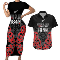 Toitu Te Tiriti 1840 Aotearoa Couples Matching Short Sleeve Bodycon Dress and Hawaiian Shirt Stand Together Stand Stronger LT01 Black - Polynesian Pride