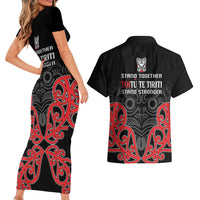Toitu Te Tiriti 1840 Aotearoa Couples Matching Short Sleeve Bodycon Dress and Hawaiian Shirt Stand Together Stand Stronger LT01 - Polynesian Pride
