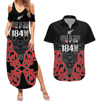 Toitu Te Tiriti 1840 Aotearoa Couples Matching Summer Maxi Dress and Hawaiian Shirt Stand Together Stand Stronger LT01 Black - Polynesian Pride