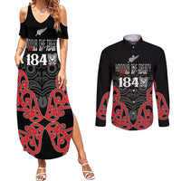 Toitu Te Tiriti 1840 Aotearoa Couples Matching Summer Maxi Dress and Long Sleeve Button Shirt Stand Together Stand Stronger LT01 Black - Polynesian Pride