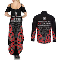 Toitu Te Tiriti 1840 Aotearoa Couples Matching Summer Maxi Dress and Long Sleeve Button Shirt Stand Together Stand Stronger LT01 - Polynesian Pride