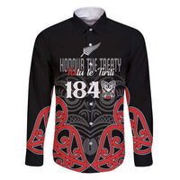 Toitu Te Tiriti 1840 Aotearoa Family Matching Puletasi and Hawaiian Shirt Stand Together Stand Stronger LT01 Dad's Shirt - Long Sleeve Black - Polynesian Pride