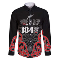 Toitu Te Tiriti 1840 Aotearoa Family Matching Tank Maxi Dress and Hawaiian Shirt Stand Together Stand Stronger LT01 Dad's Shirt - Long Sleeve Black - Polynesian Pride