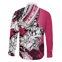 Polynesian Valentine Family Matching Long Sleeve Bodycon Dress and Hawaiian Shirt Couple Floral Unique Pink Version LT01 - Polynesian Pride