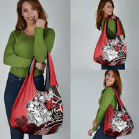 Polynesian Valentine Grocery Bag Couple Floral Unique Red Version