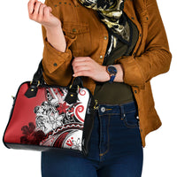Polynesian Valentine Shoulder Handbag Couple Floral Unique Red Version LT01 - Polynesian Pride