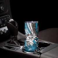 Polynesian Valentine Skinny Tumbler Couple Floral Unique Sky Blue Version