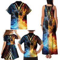 Personalised Polynesian Heart In Fire And Water Family Matching Tank Maxi Dress and Hawaiian Shirt Romantic Elements LT01 - Polynesian Pride