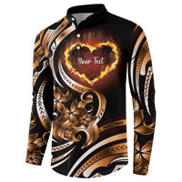 Personalised Polynesian Fiery Heart Button Sweatshirt Passionate Love