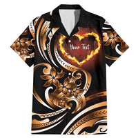 Personalised Polynesian Fiery Heart Family Matching Mermaid Dress and Hawaiian Shirt Passionate Love LT01 Dad's Shirt - Short Sleeve Black - Polynesian Pride
