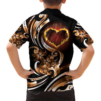 Personalised Polynesian Fiery Heart Family Matching Short Sleeve Bodycon Dress and Hawaiian Shirt Passionate Love LT01 - Polynesian Pride