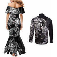 Polynesian Mermaid Plumeria Tribal Tattoo Couples Matching Mermaid Dress and Long Sleeve Button Shirt LT01 - Polynesian Pride