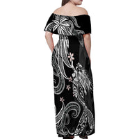 Polynesian Mermaid Plumeria Tribal Tattoo Family Matching Off Shoulder Maxi Dress and Hawaiian Shirt LT01 - Polynesian Pride