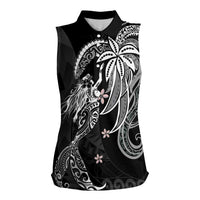 Polynesian Mermaid Plumeria Tribal Tattoo Women Sleeveless Polo Shirt LT01 Female Black - Polynesian Pride