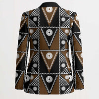 Fiji Brown Masi Pattern Blazer Fijian Tapa