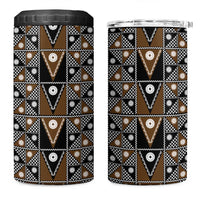 Fiji Brown Masi Pattern 4 in 1 Can Cooler Tumbler Fijian Tapa